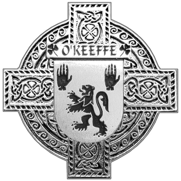 O'Keeffe Irish Coat of Arms Celtic Cross Badge