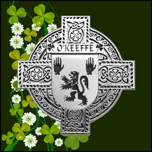 O'Keeffe Irish Coat of Arms Celtic Cross Badge