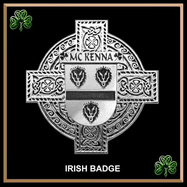 McKenna Irish Coat of Arms Celtic Cross Badge