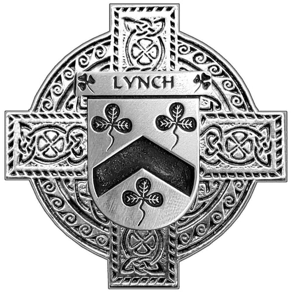 Lynch Irish Family Coat Of Arms Celtic Cross Badge