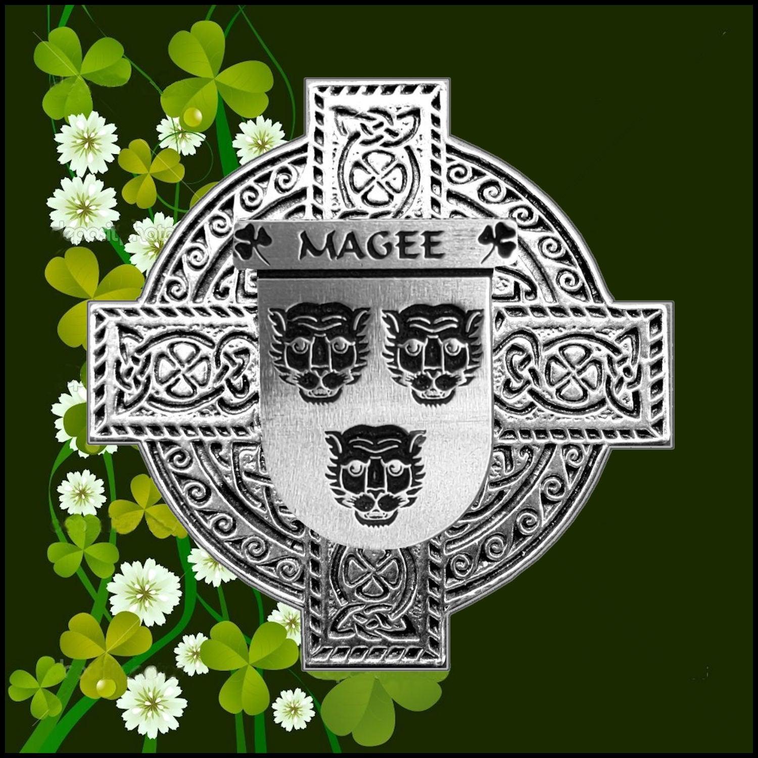 Magee Irish Coat of Arms Celtic Cross Badge