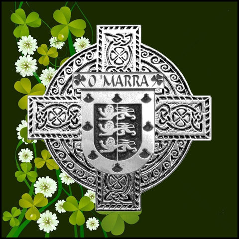 O'Marra Irish Coat of Arms Celtic Cross Badge