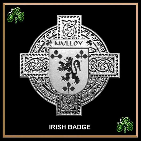 Mulloy Irish Coat of Arms Celtic Cross Badge