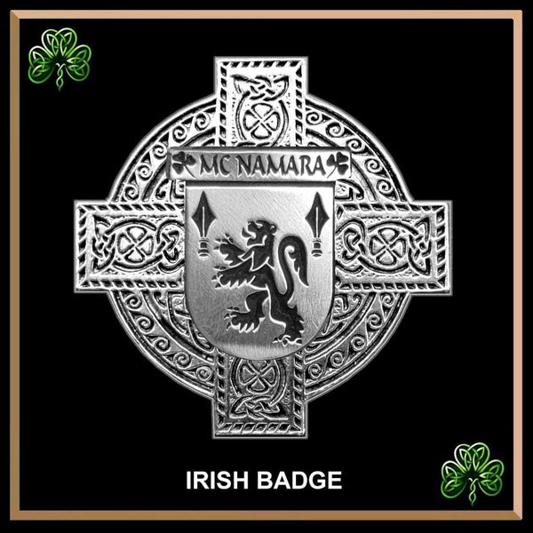 McNamara Irish Coat of Arms Celtic Cross Badge