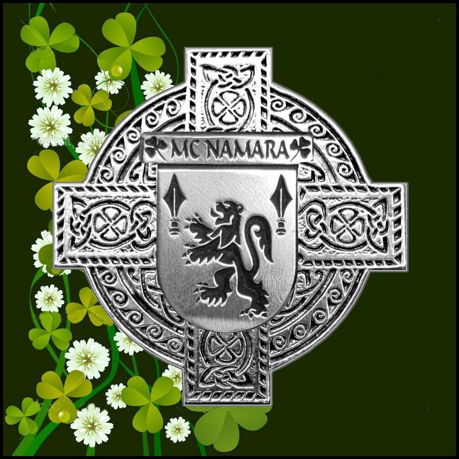 McNamara Irish Coat of Arms Celtic Cross Badge