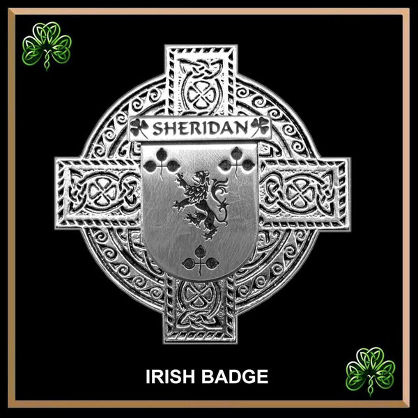 Sheridan Irish Coat of Arms Celtic Cross Badge