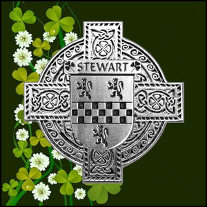 Stewart Irish Coat of Arms Celtic Cross Badge