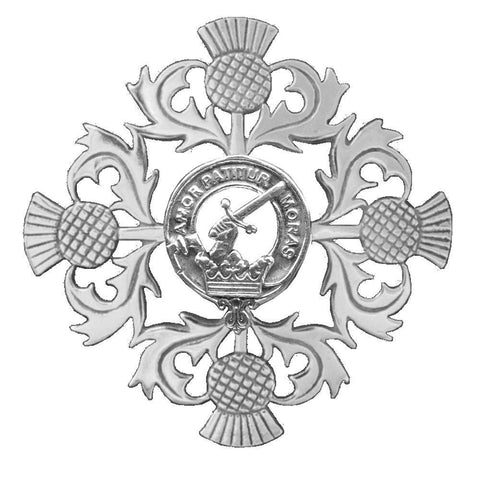 Lumsden Clan Crest Scottish Four Thistle Brooch