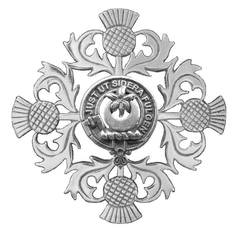 MacCall Clan Crest Scottish Four Thistle Brooch