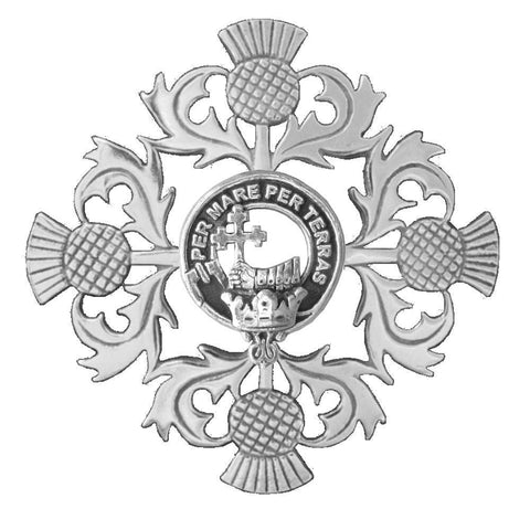 MacDonald (Isles) Clan Crest Scottish Four Thistle Brooch