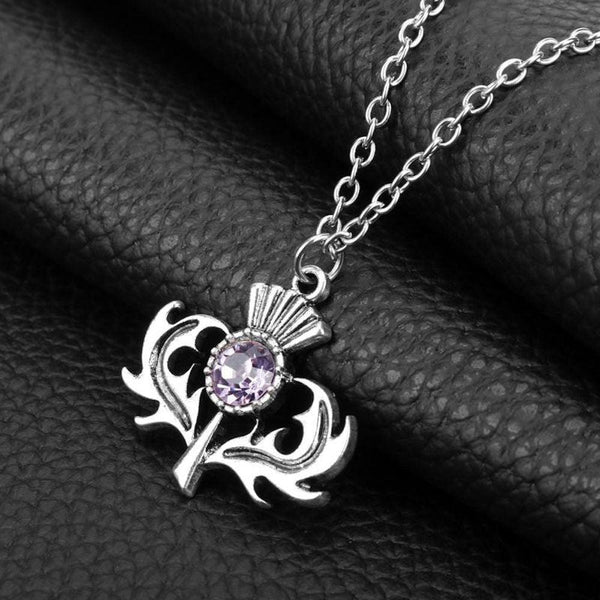 Oban Thistle Amethyst Pendant - Pewter