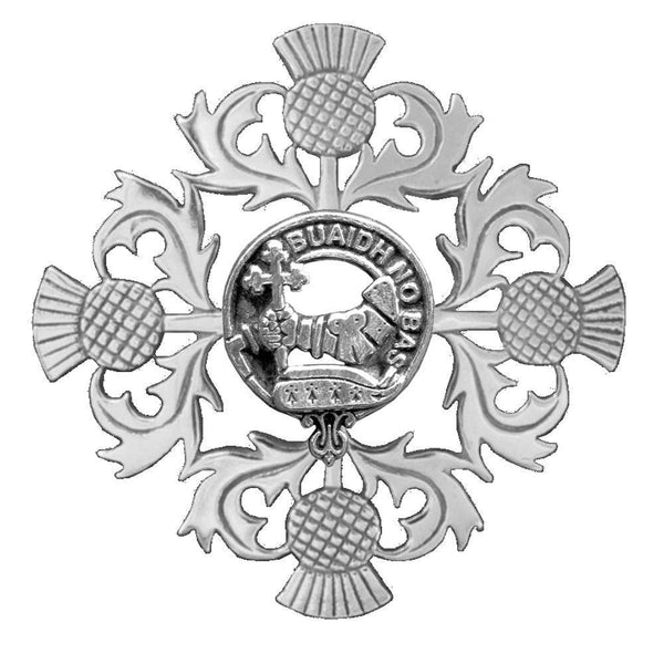 MacDougall Clan Crest Scottish Four Thistle Brooch