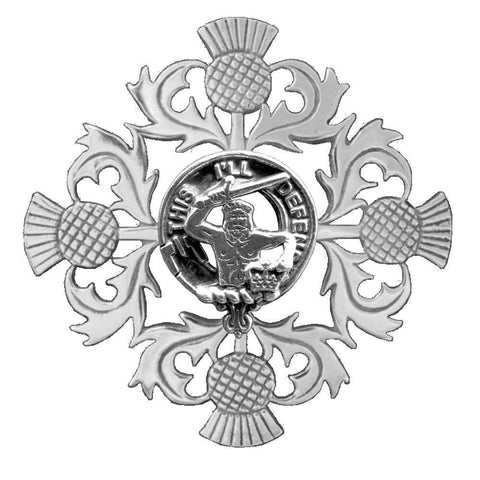 MacFarlane Clan Crest Scottish Four Thistle Brooch