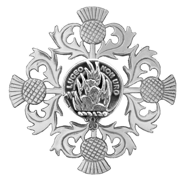 MacKenzie Clan Crest Scottish Four Thistle Brooch