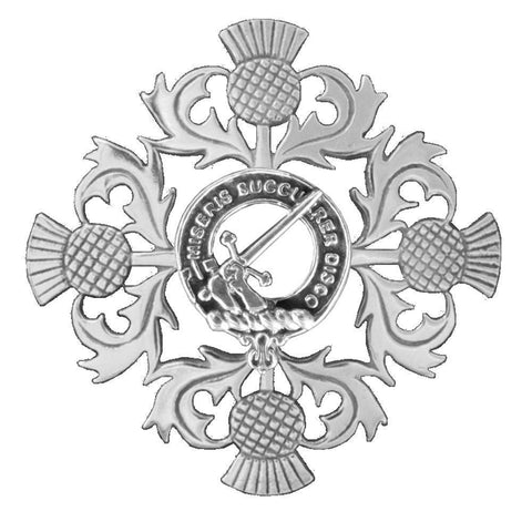 MacMillan Clan Crest Scottish Four Thistle Brooch