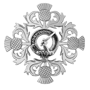 MacRae Clan Crest Scottish Four Thistle Brooch
