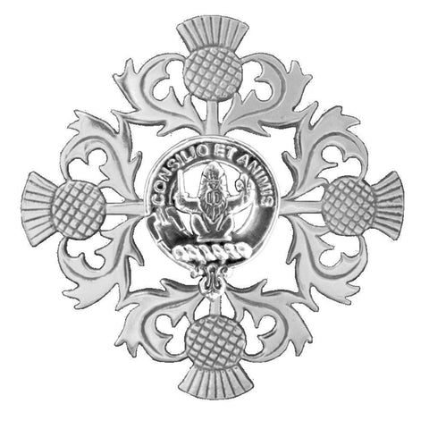 Maitland Clan Crest Scottish Four Thistle Brooch