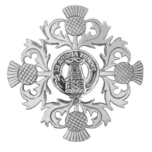 Malcolm Clan Crest Scottish Four Thistle Brooch