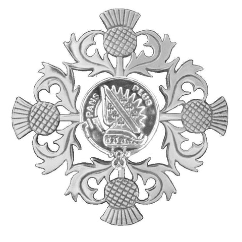 Marr Clan Crest Scottish Four Thistle Brooch
