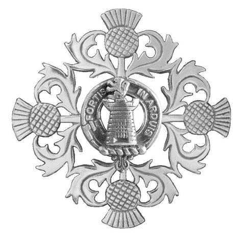 Middleton Clan Crest Scottish Four Thistle Brooch
