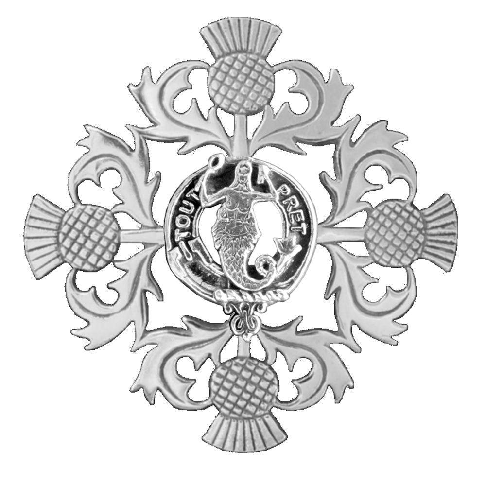 Murray (Mermaid) Clan Crest Scottish Four Thistle Brooch