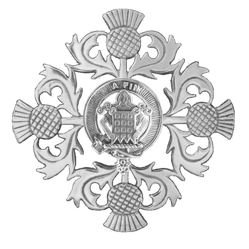 Ogilvie Clan Crest Scottish Four Thistle Brooch
