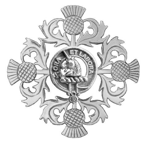 Ramsay Clan Crest Scottish Four Thistle Brooch