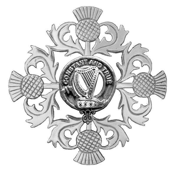 Rose Clan Crest Scottish Four Thistle Brooch