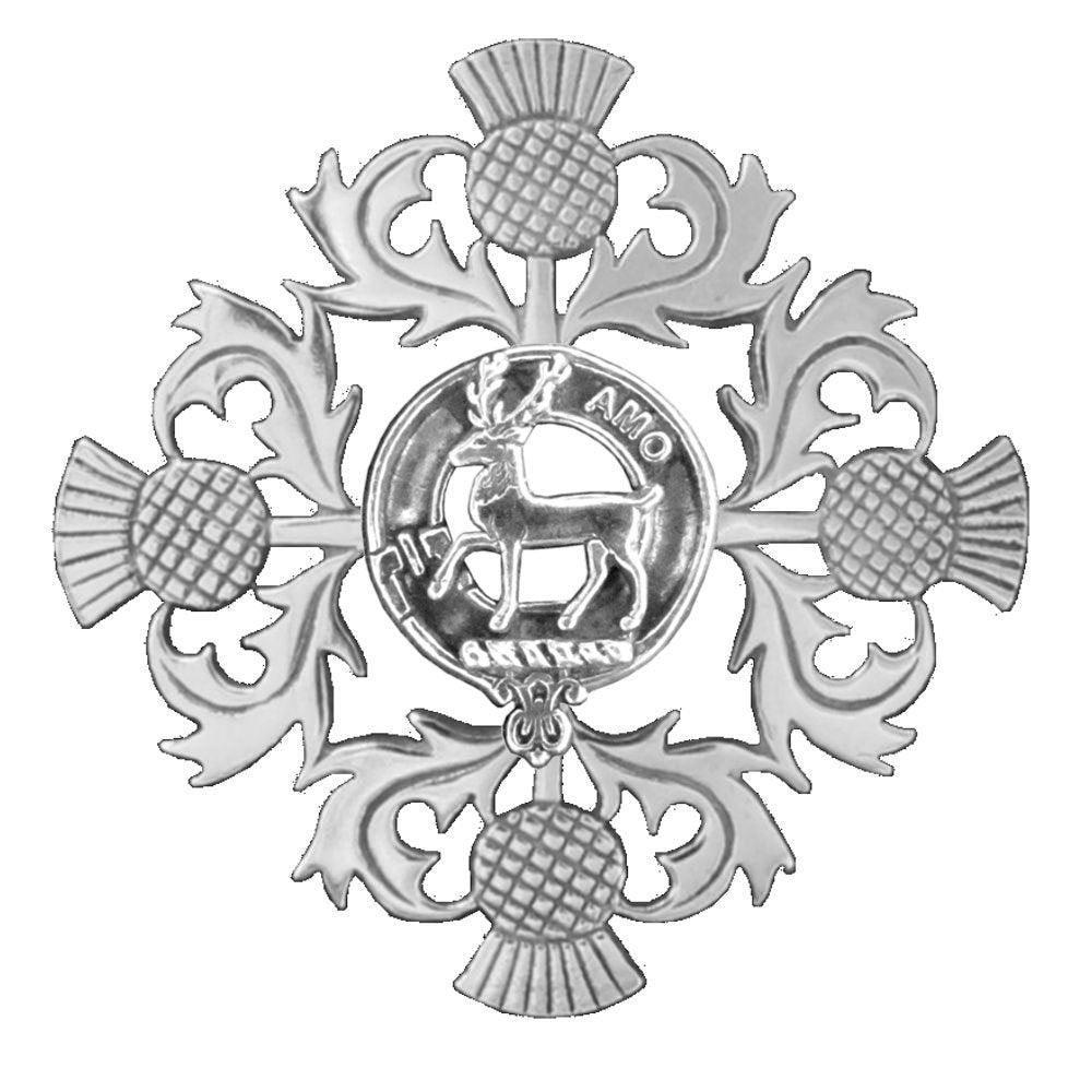 Scott Clan Crest Scottish Four Thistle Brooch
