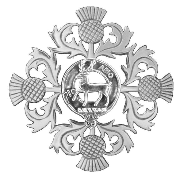 Scott Clan Crest Scottish Four Thistle Brooch