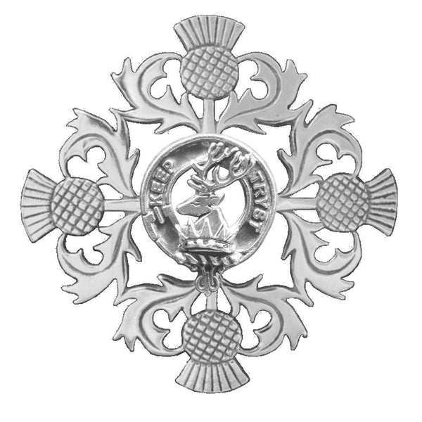 Sempill Clan Crest Scottish Four Thistle Brooch