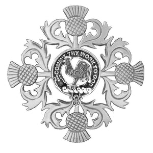 Sinclair Clan Crest Scottish Four Thistle Brooch