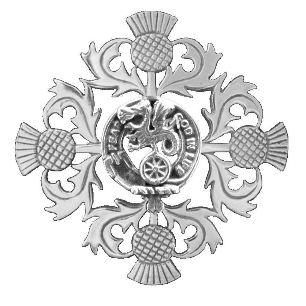 Somerville Clan Crest Scottish Four Thistle Brooch