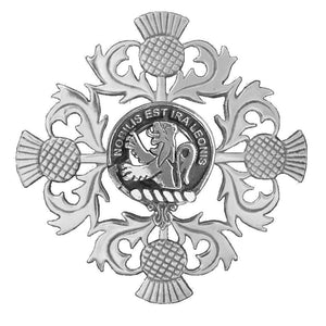 Stuart Clan Crest Scottish Four Thistle Brooch