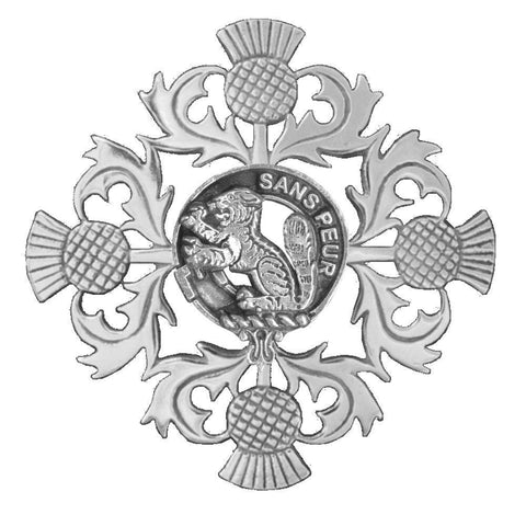 Sutherland Clan Crest Scottish Four Thistle Brooch