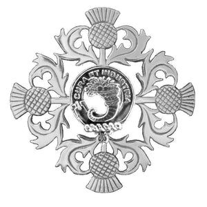 Walker Clan Crest Scottish Four Thistle Brooch