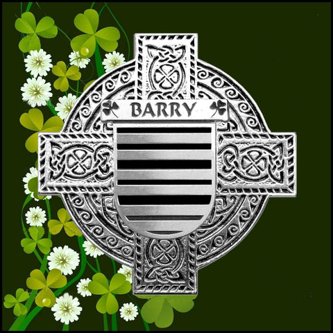 Barry Irish Family Coat Of Arms Celtic Cross Badge