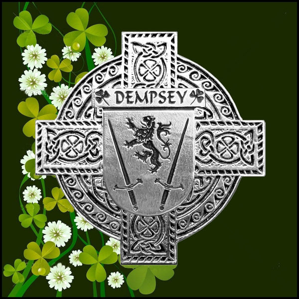 Dempsey Irish Coat of Arms Celtic Cross Badge