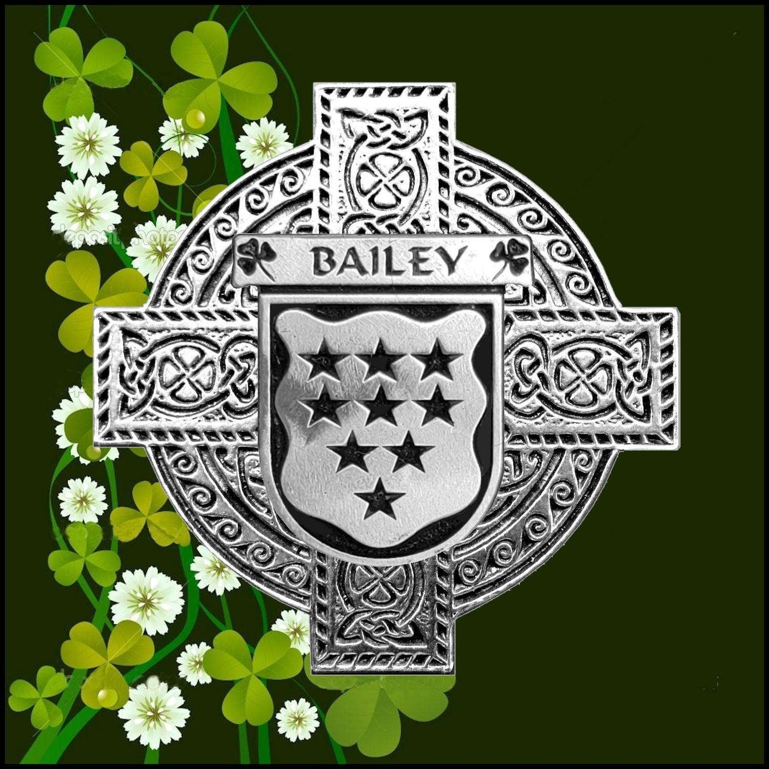 Bailey Irish Coat of Arms Celtic Cross Badge