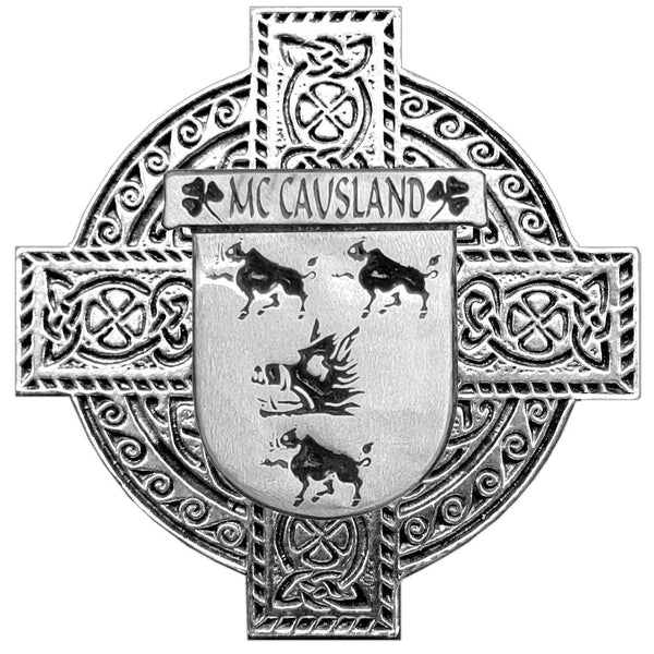 McCausland Irish Coat of Arms Celtic Cross Badge