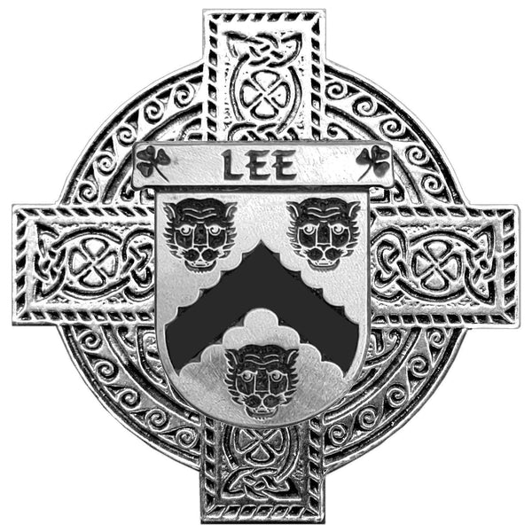Lee Irish Coat of Arms Celtic Cross Badge