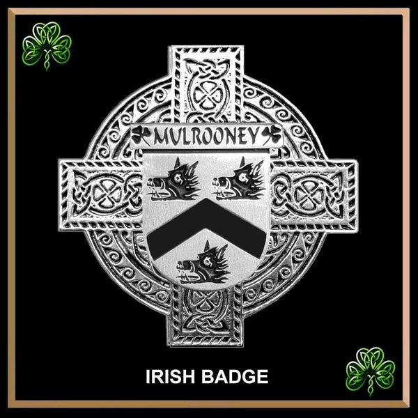 Mulrooney Irish Family Coat Of Arms Celtic Cross Badge