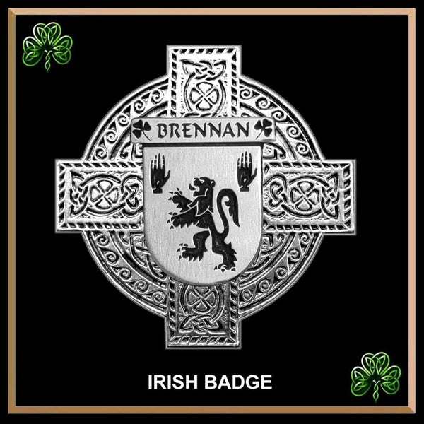 Brennan Irish Family Coat Of Arms Celtic Cross Badge