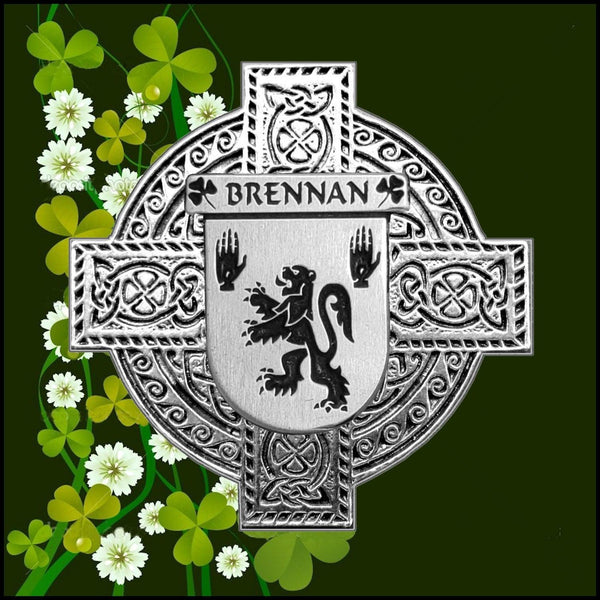 Brennan Irish Family Coat Of Arms Celtic Cross Badge