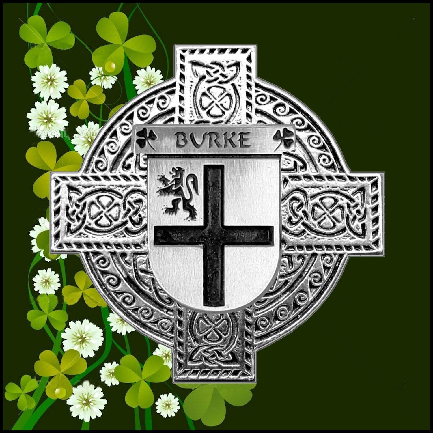Burke Irish Family Coat Of Arms Celtic Cross Badge