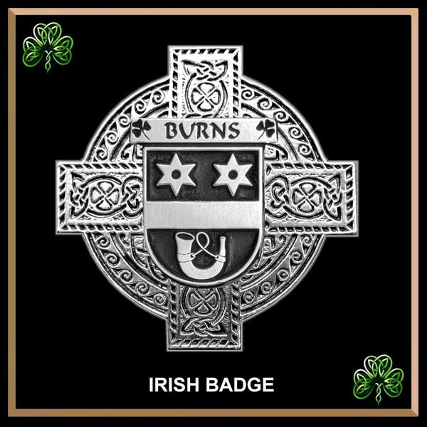 Burns Irish Family Coat Of Arms Celtic Cross Badge