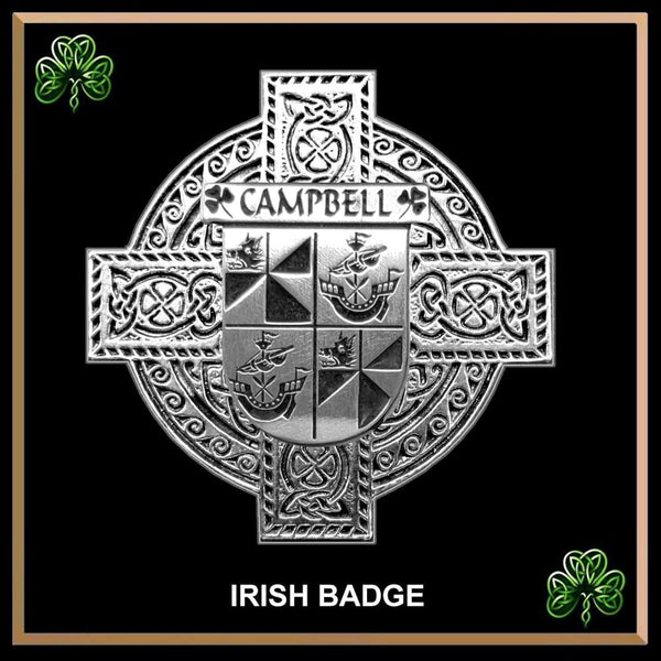 Campbell Irish Family Coat Of Arms Celtic Cross Badge