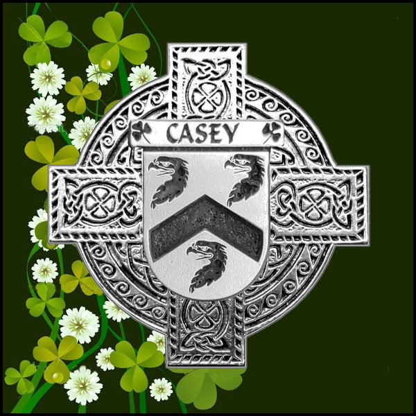Casey Irish Family Coat Of Arms Celtic Cross Badge