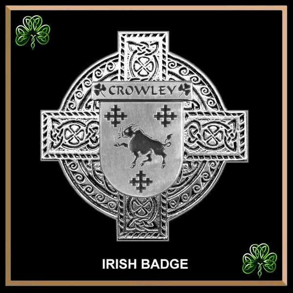 Crowley Irish Coat of Arms Celtic Cross Badge