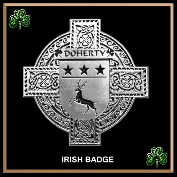 Doherty  Irish Coat of Arms Celtic Cross Badge